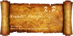 Kopkó Patrik névjegykártya